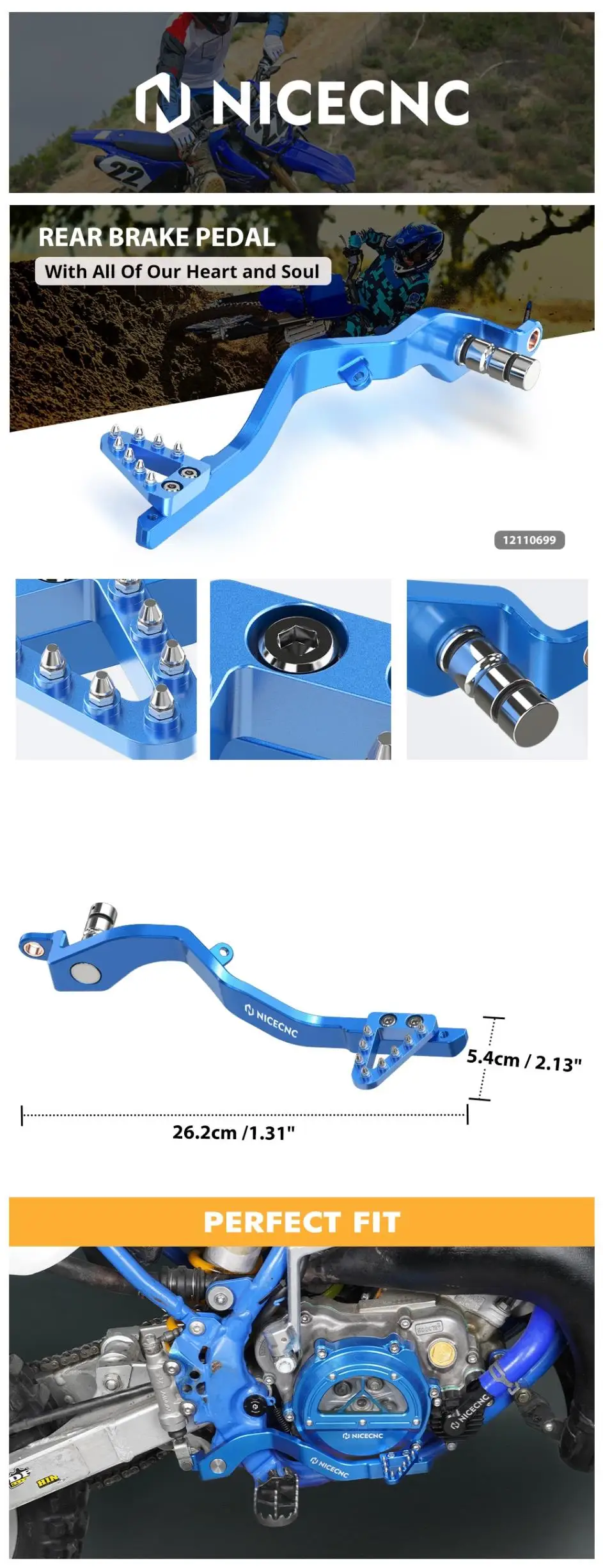 NICECNC Für Yamaha YZ85 YZ 85 2002-2023 Motorrad Hinterradbremshebel Aluminium YZ85 Zubehör 2022 2021 2020 2019 2018 – Detail 1