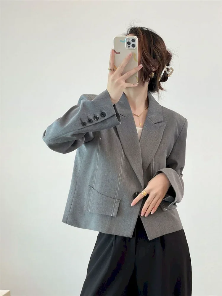 

UNXX 2024 Spring Fashion Women's Blazer Korean Style Office Cropped Blazers Women All-Match Street Long Sleeve Suit Jacket Women