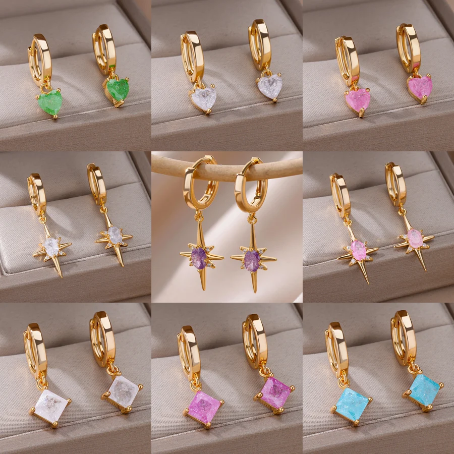 Dangle Earrings Eight-Pointed Star Earrings for Women Stainless Steel Waterproof