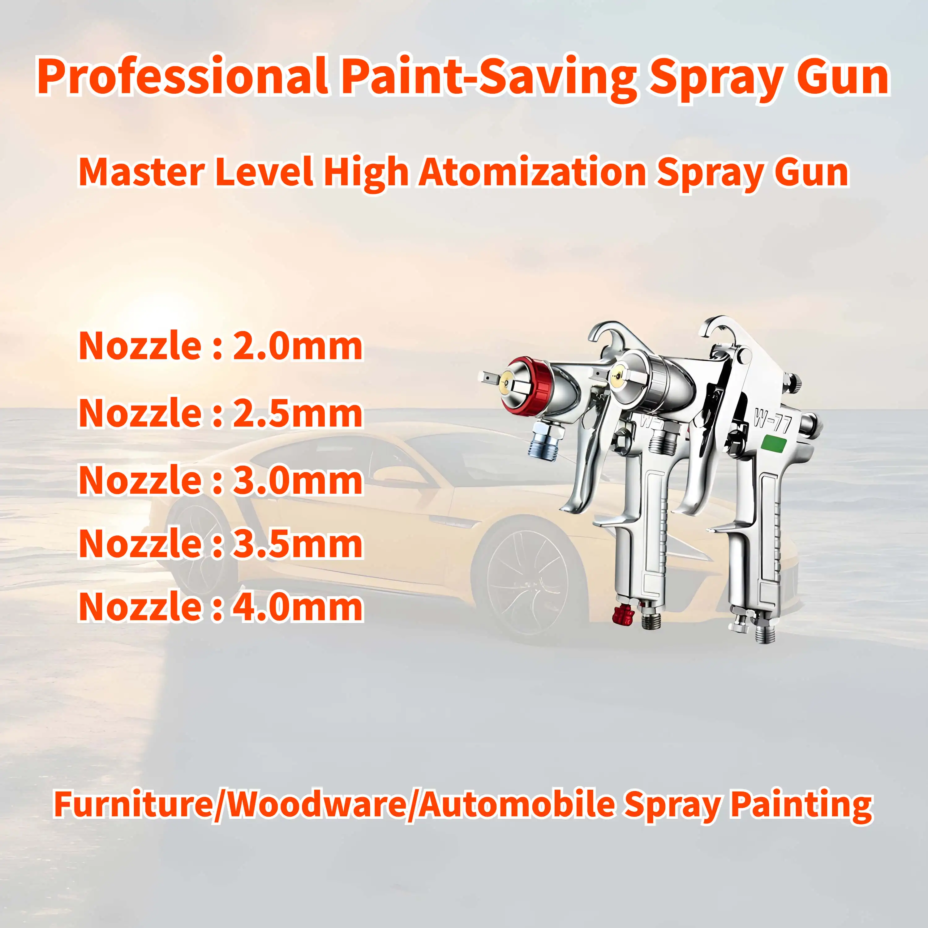 

2.0/2.5/3.0/3.5/4.0mm Spray Paint Gun Car Finish Furniture Paint High Atomization Professional Paint-saving Pneumatic Spray Gun.