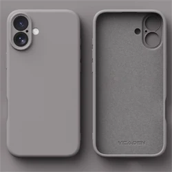 Liquid Silicone Shockproof Phone Case - Soft TPU Cover - iPhone 16 (Titanium gray)