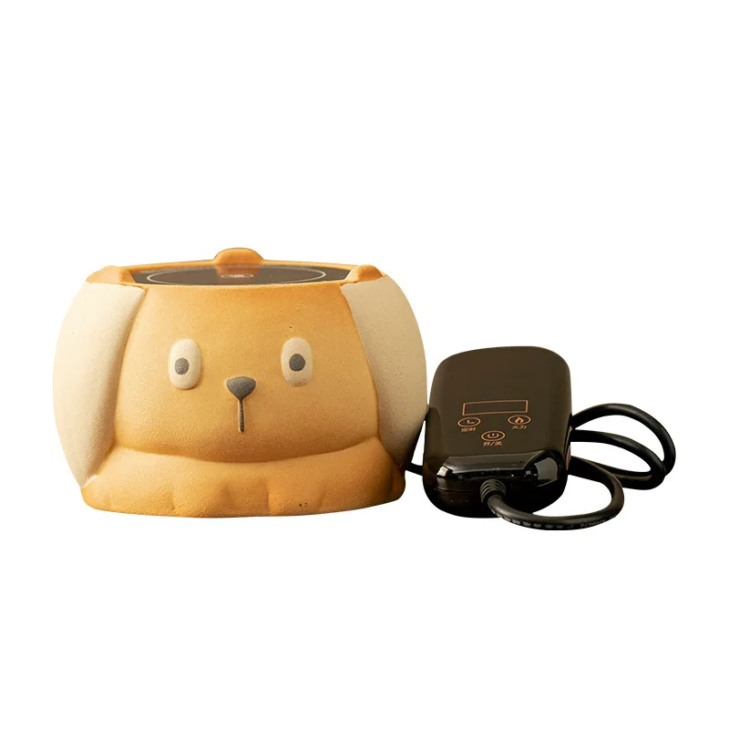 550ml Ceramic Cartoon Retro Carbon Furnace Electric Stove Coarse Pottery Tea Pot Boiler Radiant-cooker One Set 600w 220V