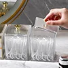 Makeup Storage Organizer Bathroom Jar Cotton Swab Storage Acrylic Square Container Cotton Puff Storage Box Cosmetic Cotton Box 1