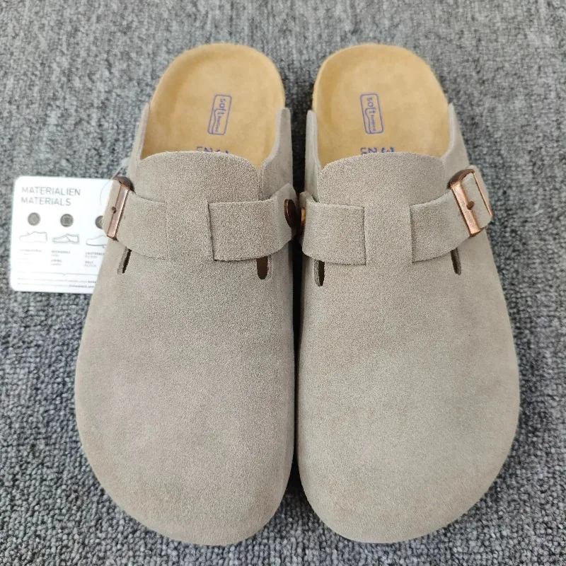 Herren-Freizeitschuhe & Damen-Sandalen: Bequeme Geschlossene Pantoffeln mit Korkfußbett für Innen- und Außenbereich