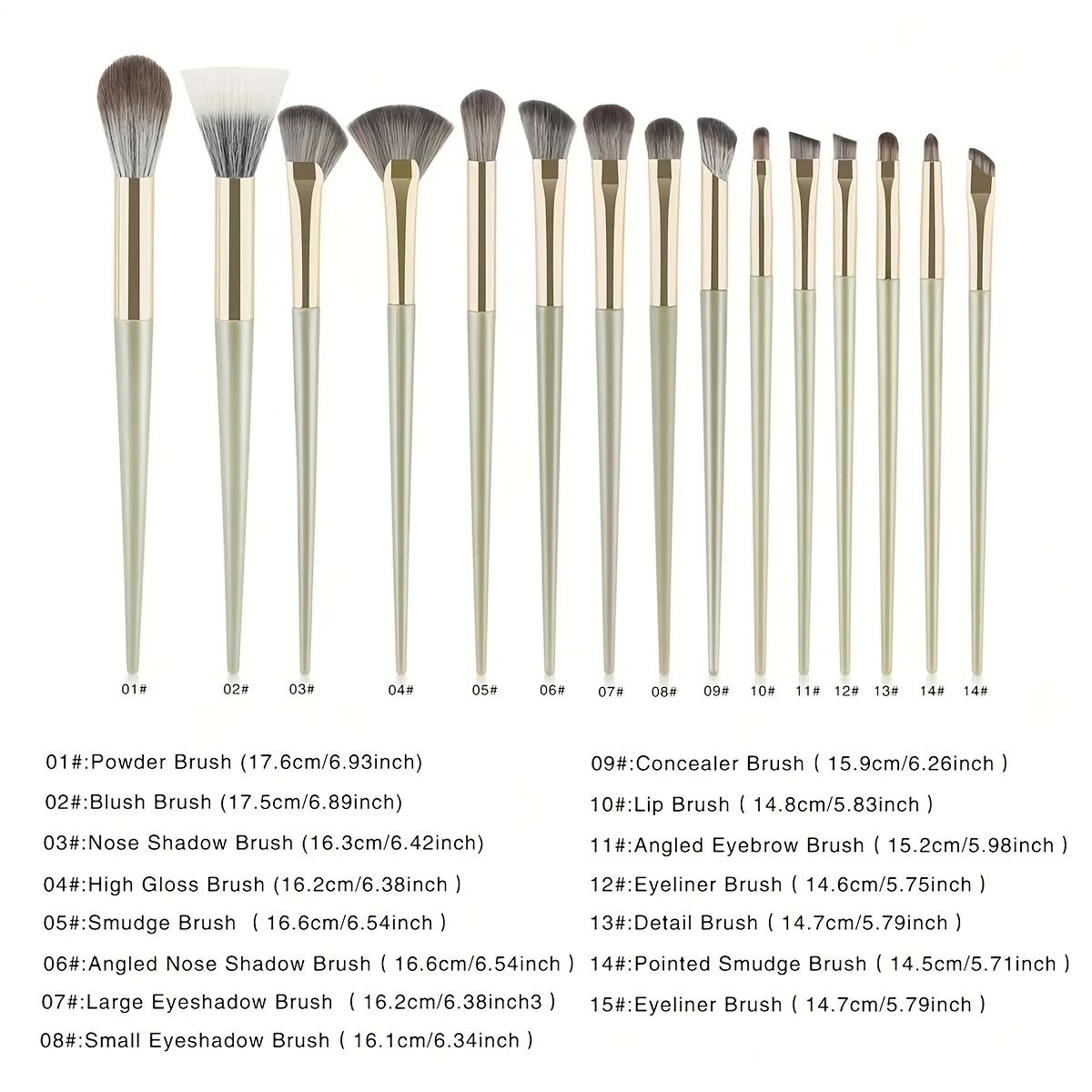 15PCS Rose Gold Makeup Brush Set - Vegan Nylon Bristles & ABS Handle, Cruelty-Free for Beginners/Pros (Travel & Home)