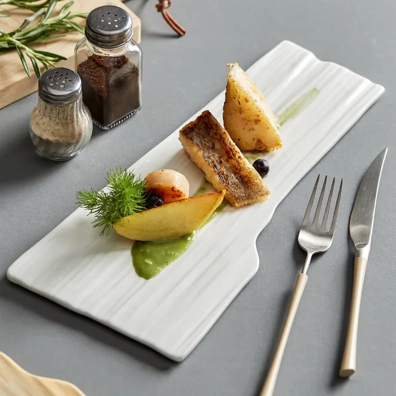 

Специальная прямоугольная тарелка, керамическая тарелка для стейка, Высококачественная посуда для коммерческого ресторана, тарелка для японских суши