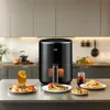 ASZ Digital Air Fryer 4.5qt with Window  8 Presets Bake Toast Broil Reheat Bacon Black 400°F Airfryer 85% Oil Less 4