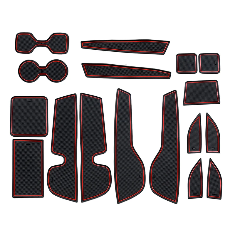 Nero Con Linea Rossa Car Door Gate Slot Portabicchieri Bracciolo Box Antiscivolo Mat Pad Kit Pvc Adatto Per Mitsubishi Outlander 2023 Lhd