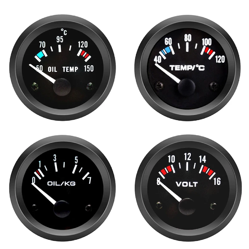 차량 계량기 범용 차량 계량기, 블랙 쉘, 2 인치, 52mm, 12V