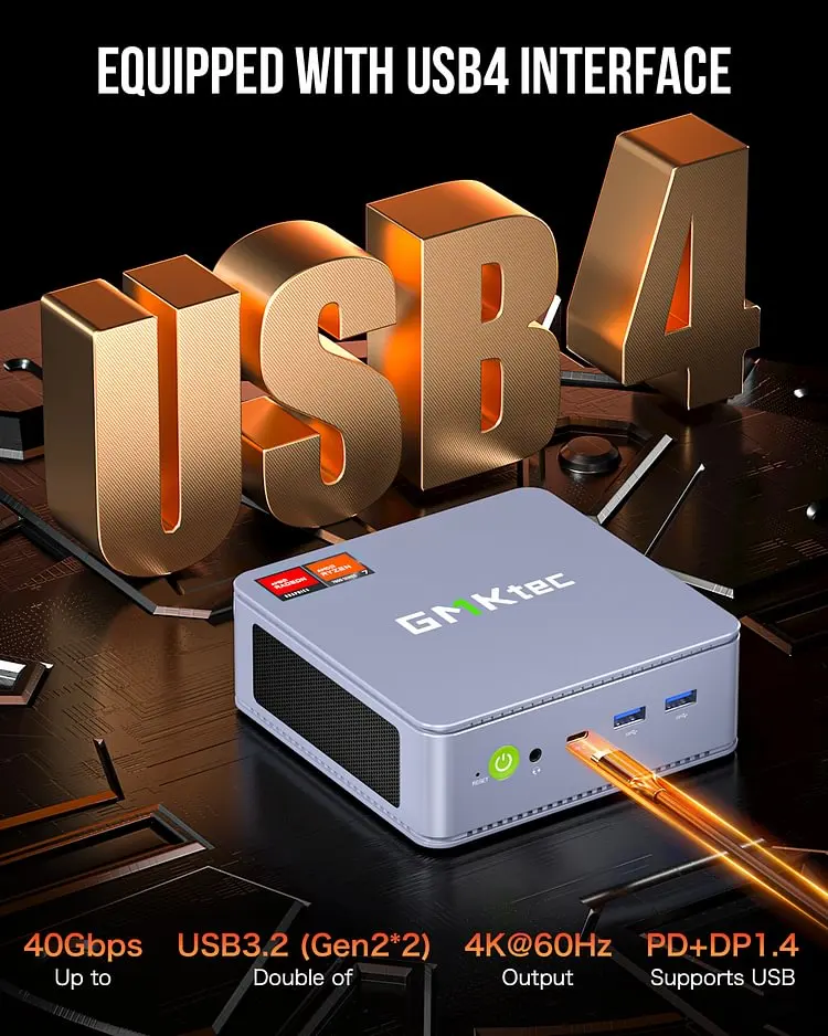 K6 M6 GMKtec Nucbox Mini PC Gamer AMD Ryzen 7 7840HS R5 6600H USB4 2*DDR5 2*PCIE 2*2.5G NUC Desktop Computer Windows 11 WiFi6E 3