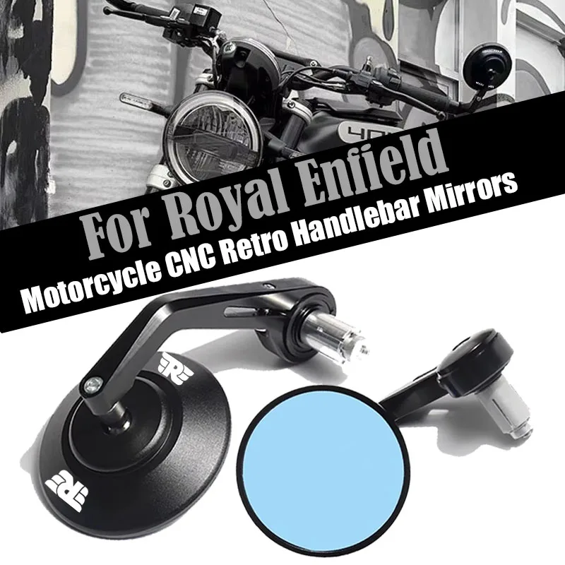 Motorcycle Bar End Mirrors Retro Handlebar Tip Rearview For Royal Enfield Bullet/Meteor/Classic 350 500 Interceptor 650