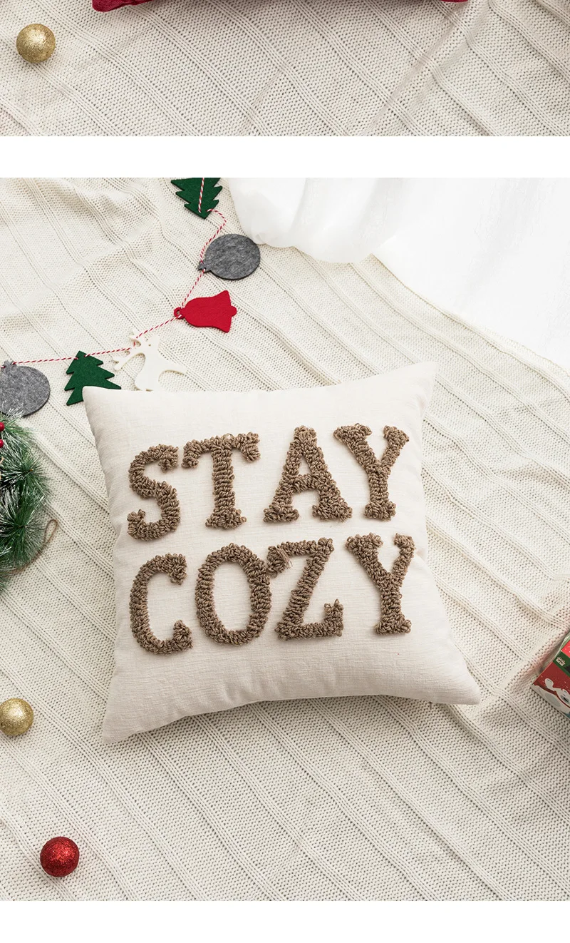 Christmas Cartoon Candy Cushion Nordic Red Festival Patchwork Embroidered Cushion Cover Creative Decorative Cushions for Sofa