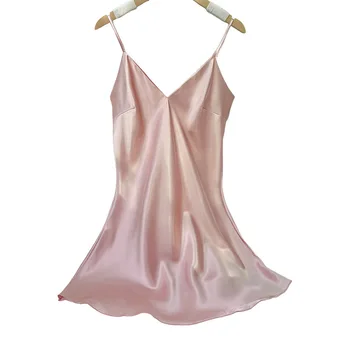 2025 الصيف مثير Backness المرأة حبال بلون الخامس الرقبة الحمالة تنورة شورت تنفس الحرير المرأة ثوب النوم لملابس المنزل 5