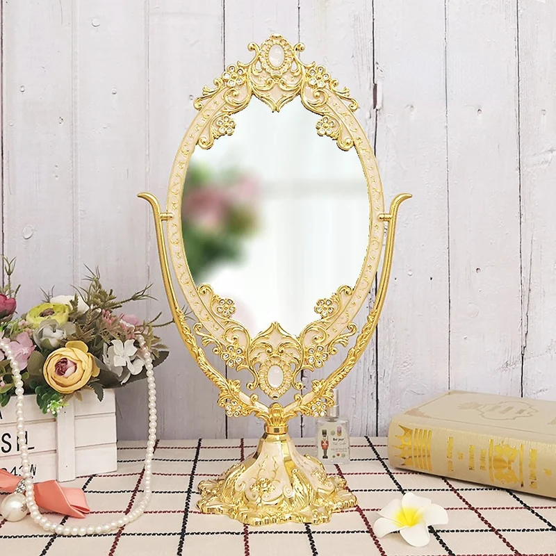

Small Table Makeup Decorative Mirrors Bathroom Vintage Cosmetic Mirror Vanity Salon Decor Miroir Decoratif Decoration Home