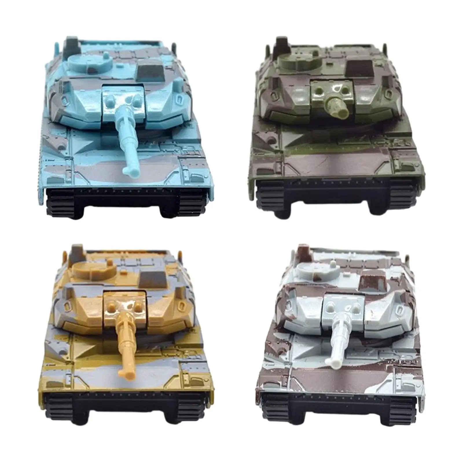 4x Pull Back Tank Model Toy Metal Kids Tank Pullback Motion with Turret for Kids Children 3-7 Years Old Girls Boys Birthday Gift