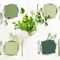100PCS Green Paper Cocktail Napkins Disposable 3 Ply Beverage Embossed Wedding Soft for Birthday Dinner Party Bridal Shower 2