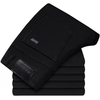 WTHINLEE Autumn Black Men Straight Jeans Business Casual Stretch Classic Denim Pants Regular Fit Comfortable Denim Trousers Male