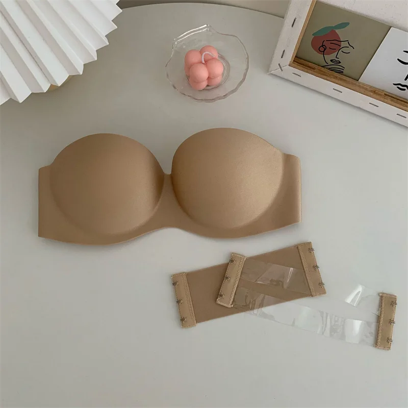 Womens Bra Strapless Invisible Sexy Bra Solid For Women Summer Non-slip Sexy Push-up Comfortable Underwear For Dress Brasieres