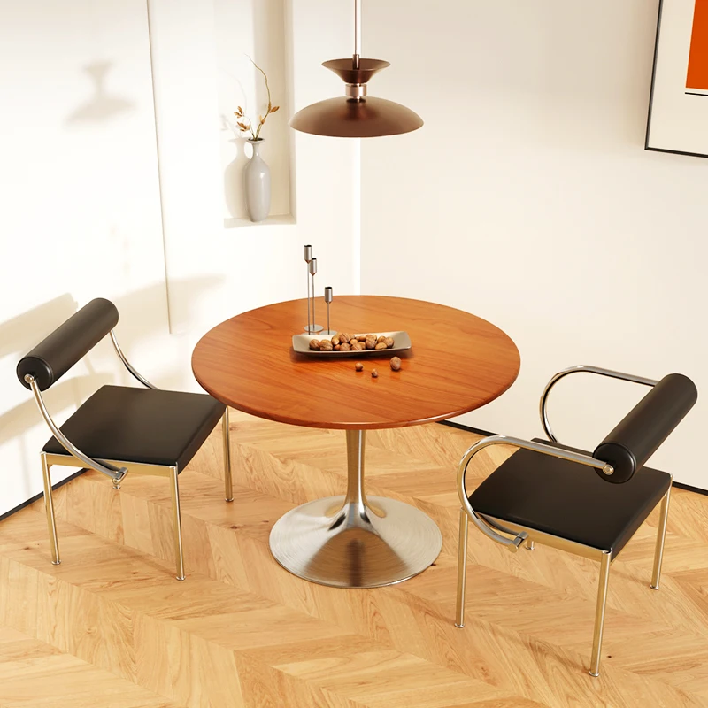 Solid Wood Dining Table and Chairs Nordic Design Modern Minimalist Home Kitchen Round Luxury Restaurant Table Set Dinner Table