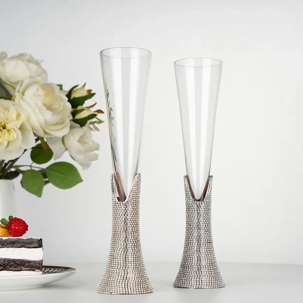 Crystal High Footed Champagne Glass Vintage Whiskey Glass Diamond Studded Red Wine Glasses Bar Wine Set Christmas Gift
