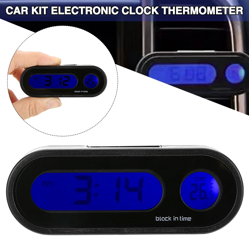 

2 in 1 Car Dashboard Electronic Time Clock Thermometer Super Bright LED Digital Display Clocks Car Internal Accessories