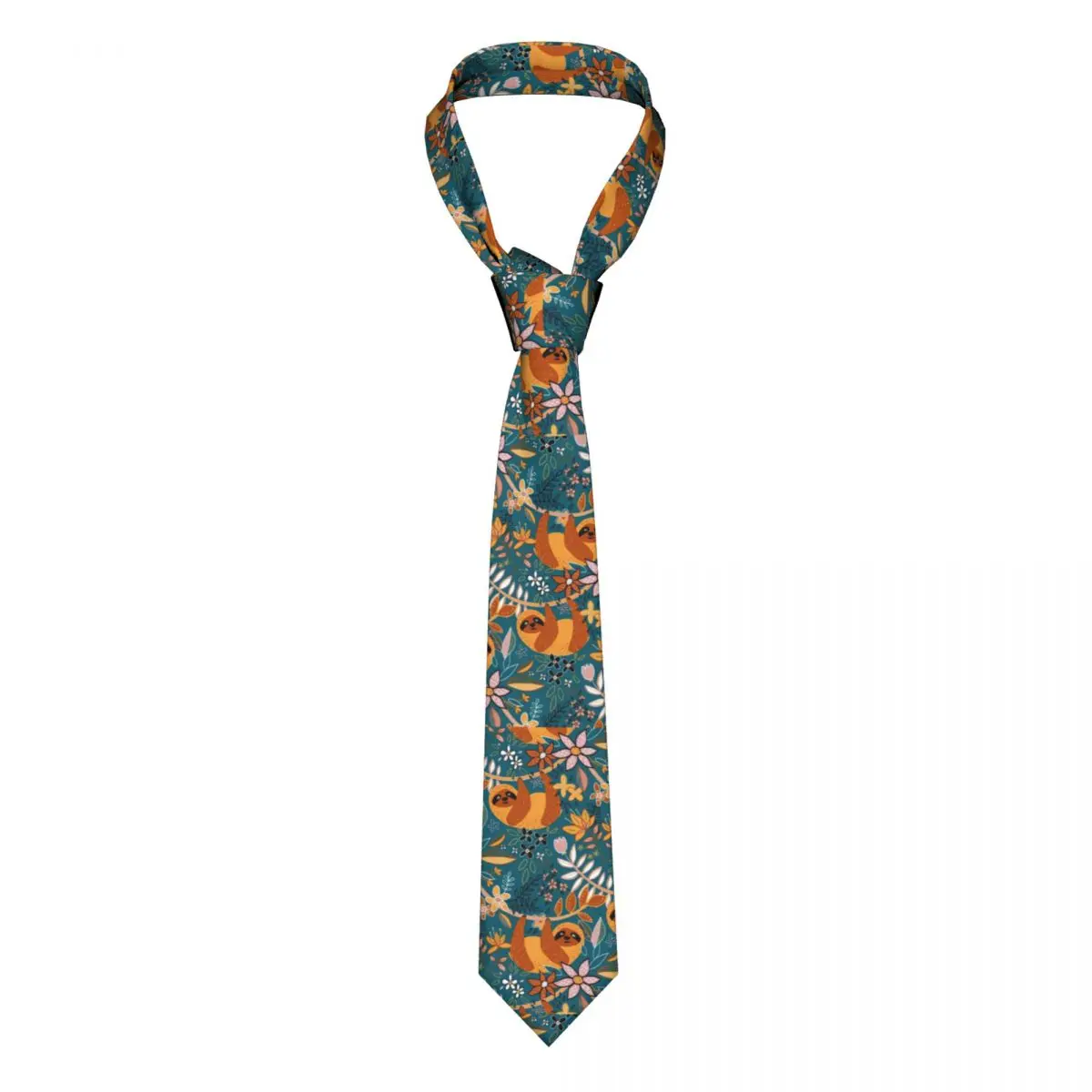 

Happy Boho Sloth Floral Men Women Necktie Skinny Polyester 8 cm Wide Neck Ties for Men Daily Wear Gravatas Business