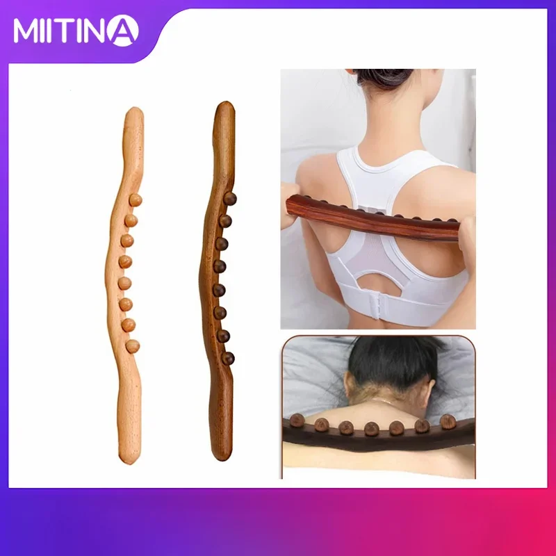 

Massager For Body Natural Carbonized Wood Scraping Massage Stick Back Massager SPA Therapy Tool Point Treatment Guasha Relax