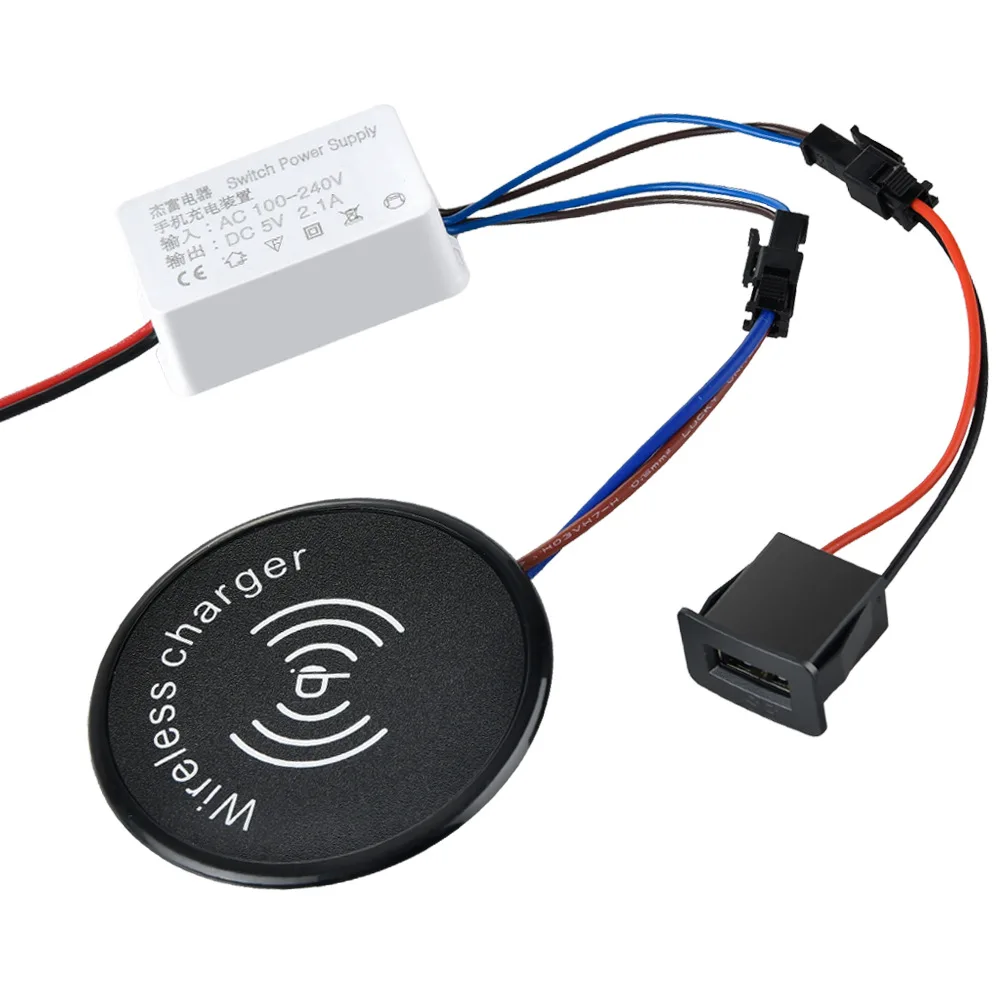

5W 10W AC100-240V Fast Wireless Charger SM terminal USB Port For Bedside Tables, bedrooms, And Wooden Decorations