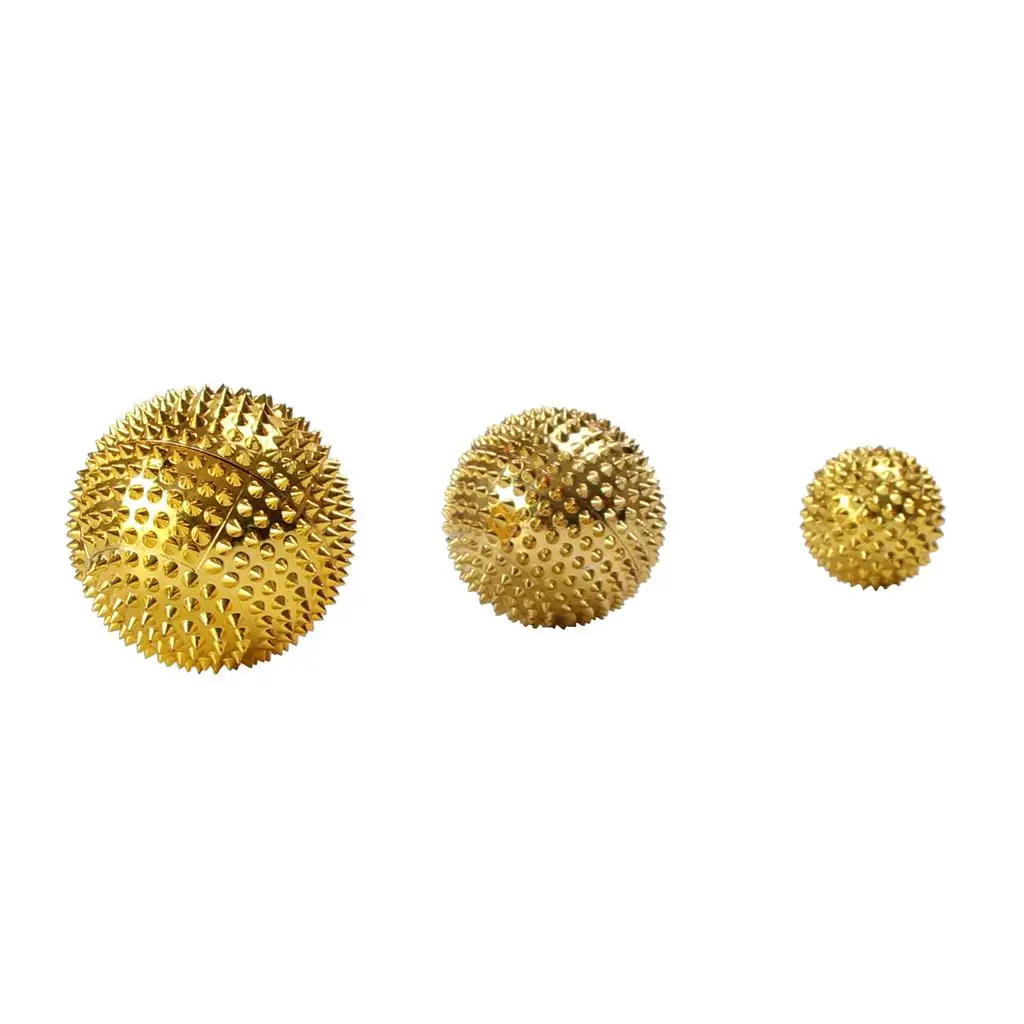 

3 x Spiky Acupressure Palm Massage Ball Self Massage Tool Foot Massager Effective for Relieving Fatigue , Gold