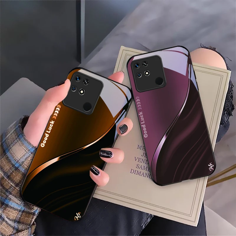Rose Purple Good Luck Black Glass Phone Case