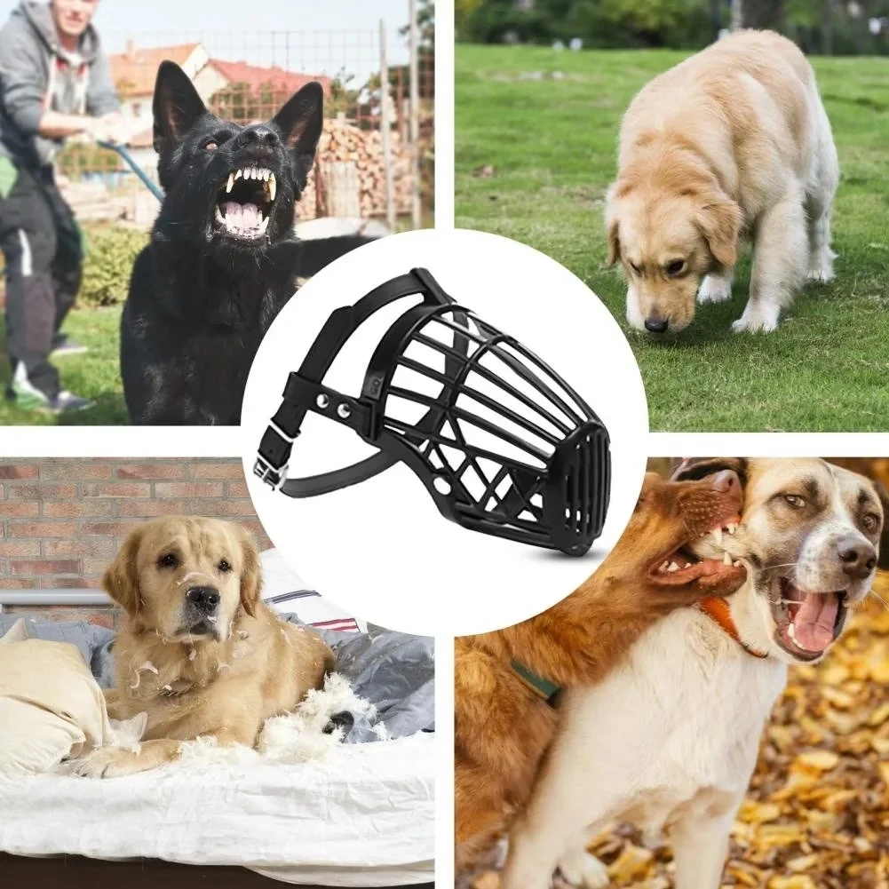 Soft Plastic PU Leather Strong Dog Muzzle Basket Design Anti-biting Adjusting Straps Mask Dog Muzzle for Small Medium Large dog muzzle