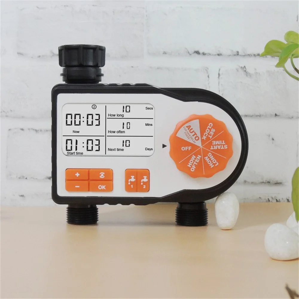 

Автоматический таймер полива с 2 разъемами для шлангов, программированный таймер полива сада, смеситель контроллер для разбрызгивателей для орошения
