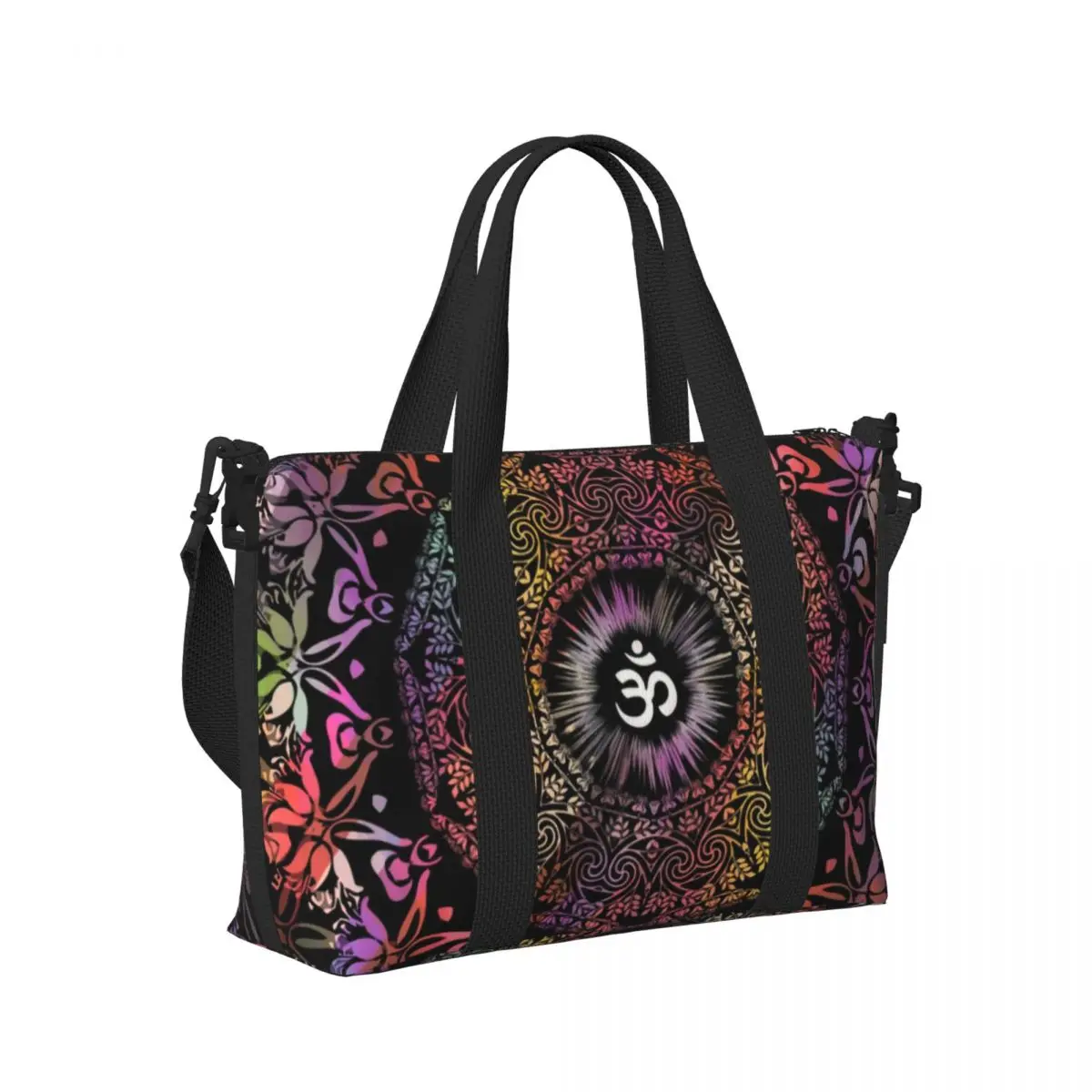 Mandala Om Buddhism Aum Beach Tote Bag Women Extra Large Gym Carry On Zen Yoga Meditation Travel Shopping Bags