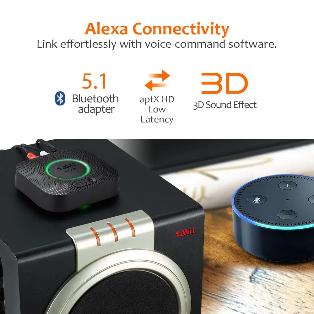 1Mii B06+ Bluetooth 5.1 Audio Receiver 3D aptX LL Long Range Dual Link 3.5mm Aux Adapter bluetooth adapter bluetooth audio receiver bluetooth transceiver adapter audio adapter bluetooth aux adaptor For Car Headphone Home Stereo