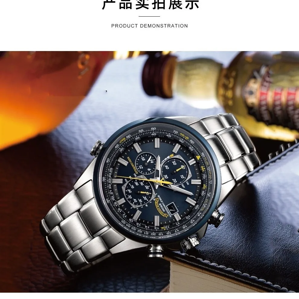 Montre pilote professionnelle Blue Angels pour hommes, montre-bracelet de luxe avec chronographe en acier inoxydable, cadeau d'affaires