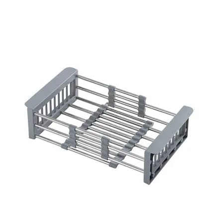 ที่จัดระเบียบอ่างล้างจานแบบยืดหดได้, ตะกร้าระบายน้ำแบบยืดหดได้สำหรับล้างผักและเช็ดจาน, สแตนเลสประหยัดพื้นที่ 1