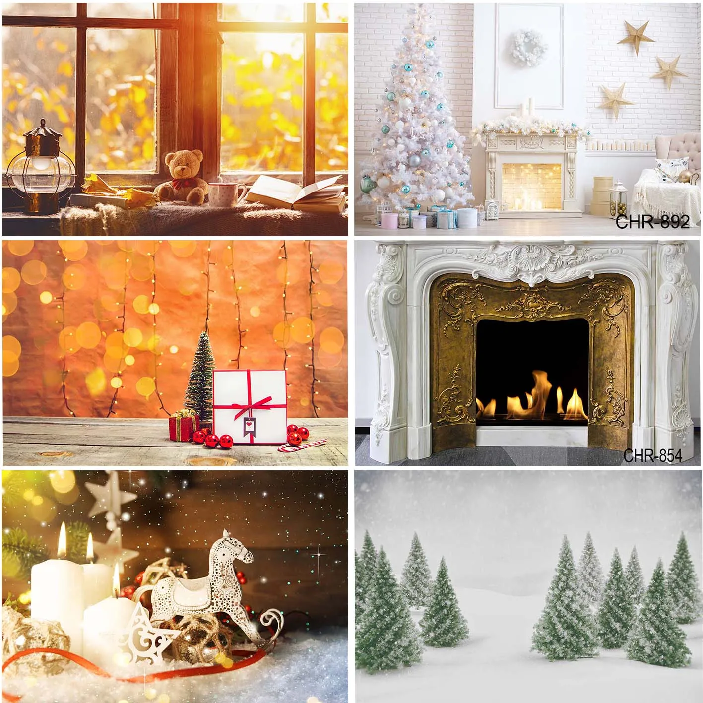 

Christmas Backgrounds For Living Room Decoration Banner Family Portrait Party Holiday Window Xmas Trees Gifts Backdrop Props