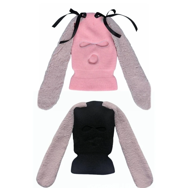 

Knitted Rabbit Hats Headdress Photo Props DIY Handmade Headwear Photo Props Accessories Long Ears Rabbit Theme 28TF