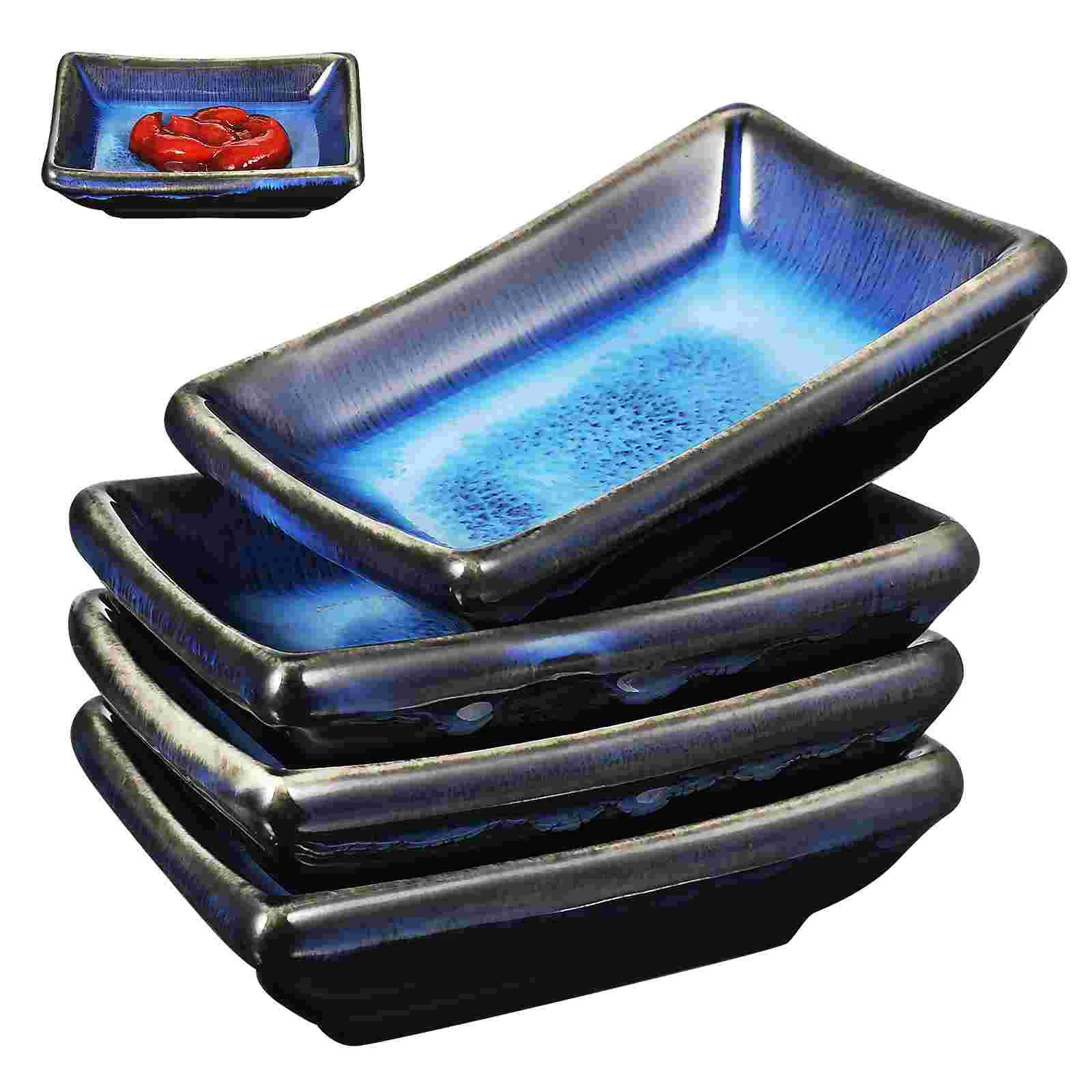 4 Pcs Ceramic Dipping Bowls Japanese Sauce Dish Small Plates Condiment Cups Appetizer Side Dishes Kitchen Dining Tableware