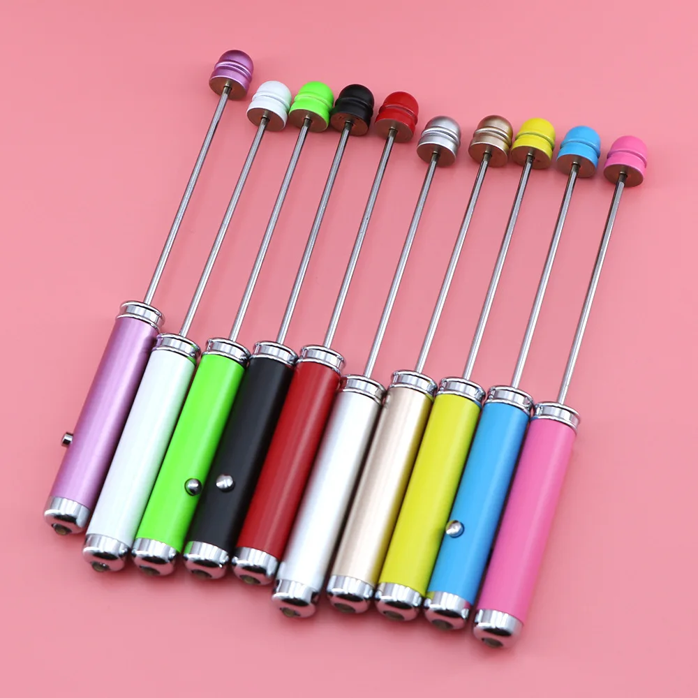 5Pcs DIY 파란색 LED 손전등 펜 - 이동식 구슬이 있는 휴대용 장식 조명, 비 쓰기 공예 선물