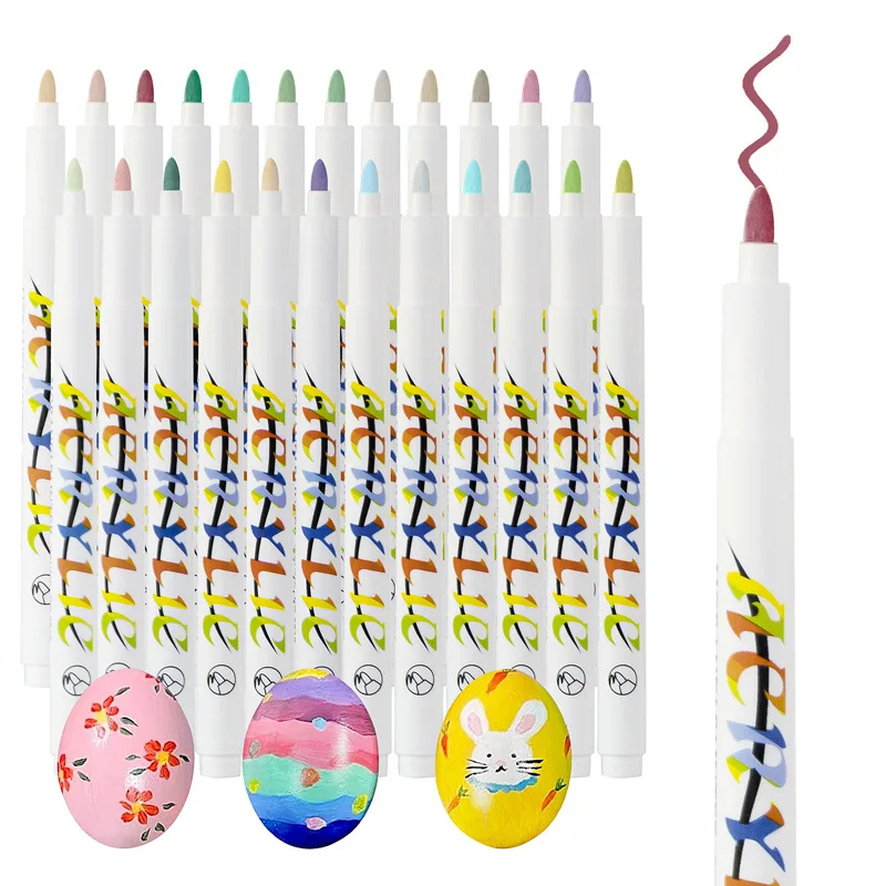 

12/24 Color Water-based Acrylic Marker Morandi Children's Non-toxic Waterproof DIY Hand-painted Nylon Watercolor Pen