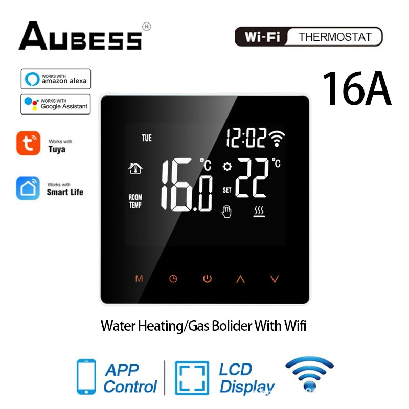 Aubess Floor Warming Room Wifi Thermostat For Electric Gas Boiler Water 