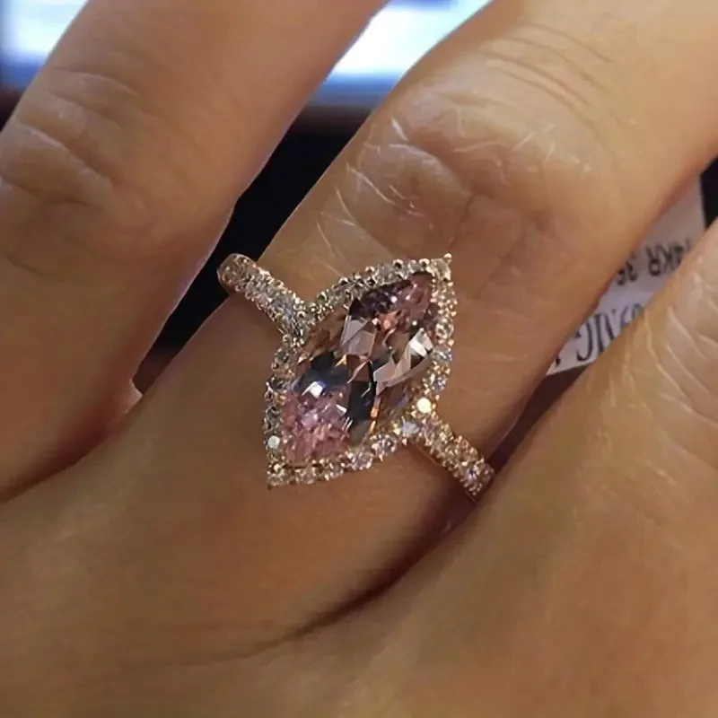 Engagement Rings Zircon Rings Wedding Rings Fashion Rings Gold Rings Fashion Ring Finger Rings Fashion Luxury Champagne Zircon Engagement/Wedding Rings for Women Creative Rose Gold Color Anniversary Jewelry Accessories