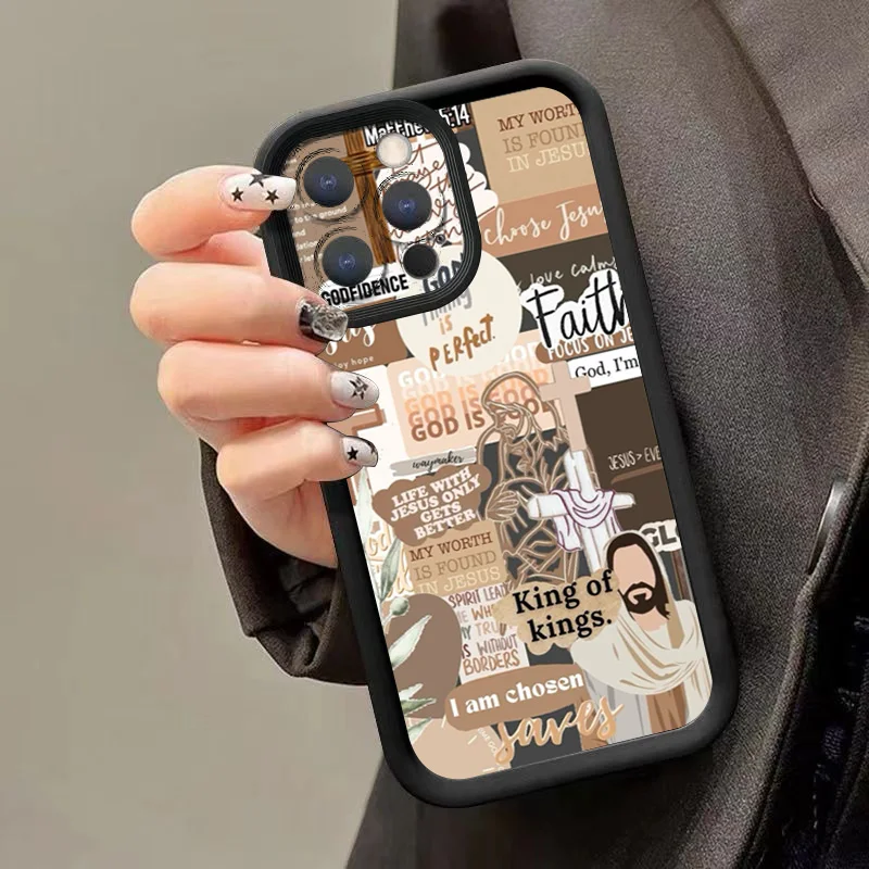 Elegant Jesus Cross Embroidery Pattern Phone Case