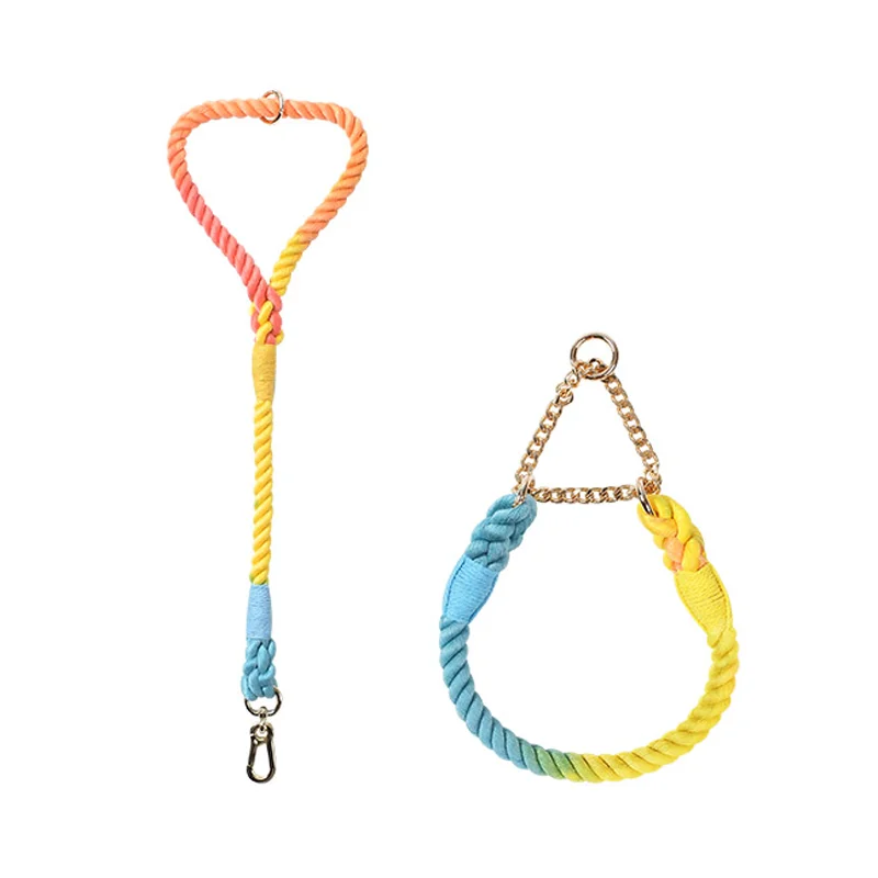 

The New Listing Luxury Braided Climbing Short Traffic Traction Rope Large Medium Dog Leash Plain Pet Leads Chain Collar Set