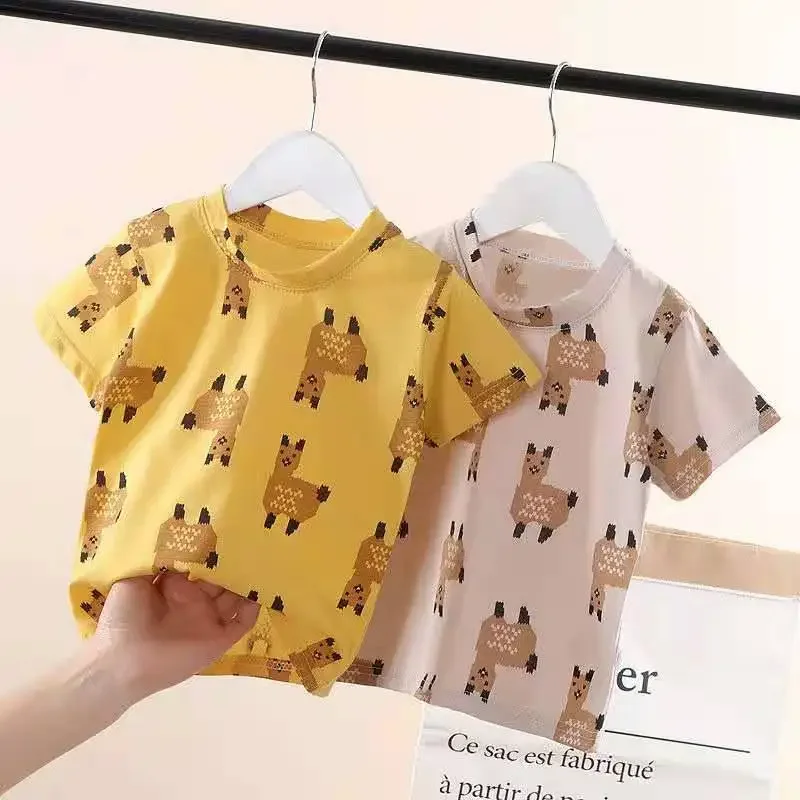 Children's T-shirt Xxx Boys and Girls Clothes Long Sleeve Kids Clothing Leopard Tops Baby Shirt 2024 Summer Vlothing