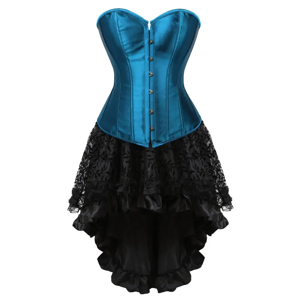 

Skirt for Women Sexy Burlesque Overbust Corset Bustier Top with Mini TuTu Skirt Gothic Fancy Corsets Dresses Cosplay Costume