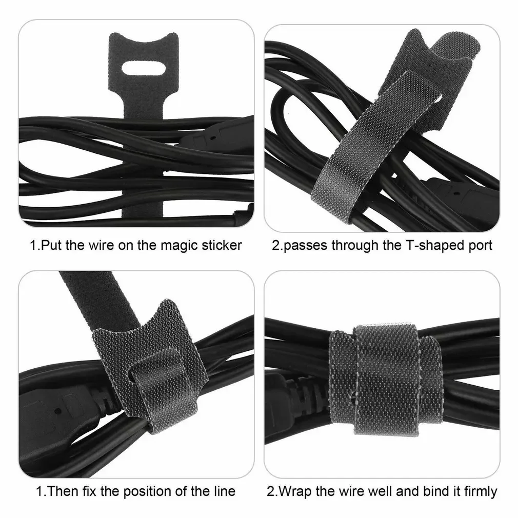 50-200pcs cable ties Colored Plastics Reusable Nylon Loop Wrap Zip Bundle T-type Tie Wire for Earphone