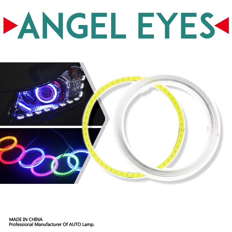 60Mm 70Mm 80Mm 90Mm 95Mm 100Mm 110Mm 120Mm Cob Angel Eyes Halo Ring Car Moto Drl Fendinebbia Led Faro Lampadina Dc 12V