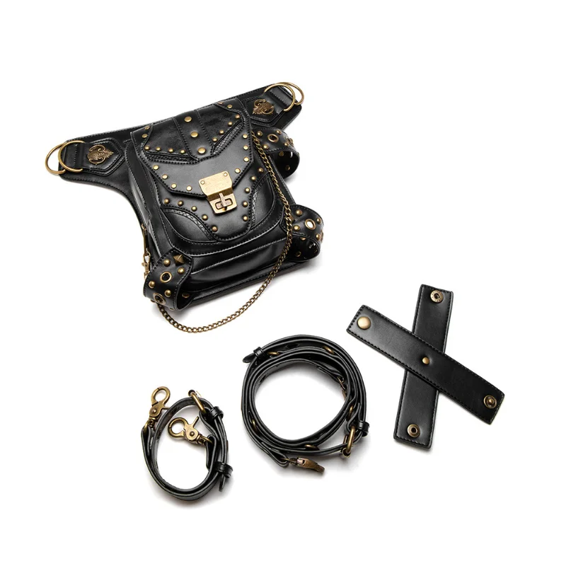 Мотоциклетная сумка Chikage с заклепками в стиле стимпанк, женская сумка через плечо, Женская поясная сумка на цепочке в винтажном стиле